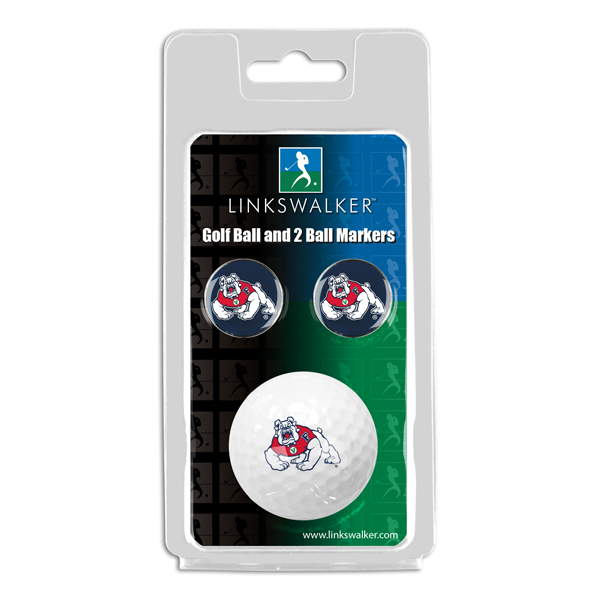 Picture of Links Walker LW-CO3-FSB-GB2BM NCAA Fresno State Bulldogs - ProVictory Golf Ball & 2 Ball Marker Gift Pack&#44; White
