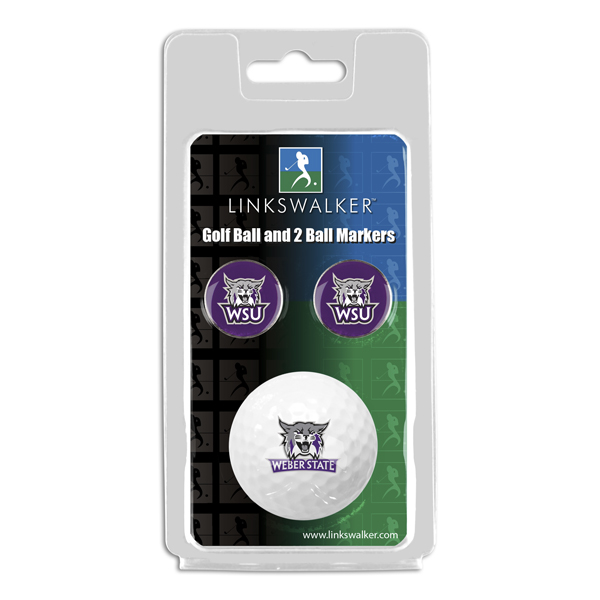 Picture of Links Walker LW-CO3-WSW-GB2BM NCAA Weber State Wildcats - ProVictory Golf Ball & 2 Ball Marker Gift Pack&#44; White