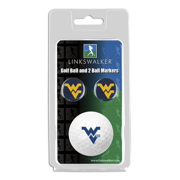 Picture of Links Walker LW-CO3-WVM-GB2BM NCAA West Virginia Mountaineers - ProVictory Golf Ball & 2 Ball Marker Gift Pack&#44; White
