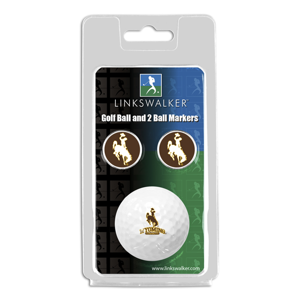 Picture of Links Walker LW-CO3-WYC-GB2BM NCAA Wyoming Cowboys - ProVictory Golf Ball & 2 Ball Marker Gift Pack&#44; White