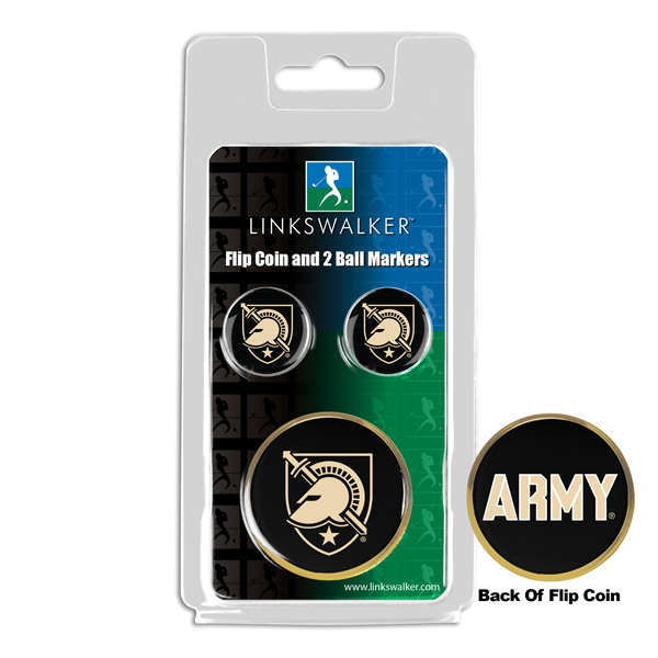 Picture of Links Walker LW-CO3-ABK-FLIP2BM NCAA Army Black Knights - Flip Decision Heads & Tails Coin & 2 Golf Ball Marker Pack&#44; Gold