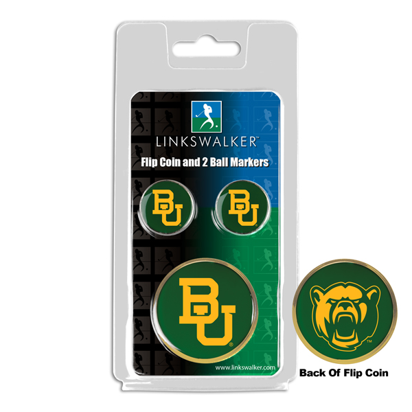 Picture of Links Walker LW-CO3-BAB-FLIP2BM NCAA Baylor Bears - Flip Decision Heads & Tails Coin & 2 Golf Ball Marker Pack&#44; Gold