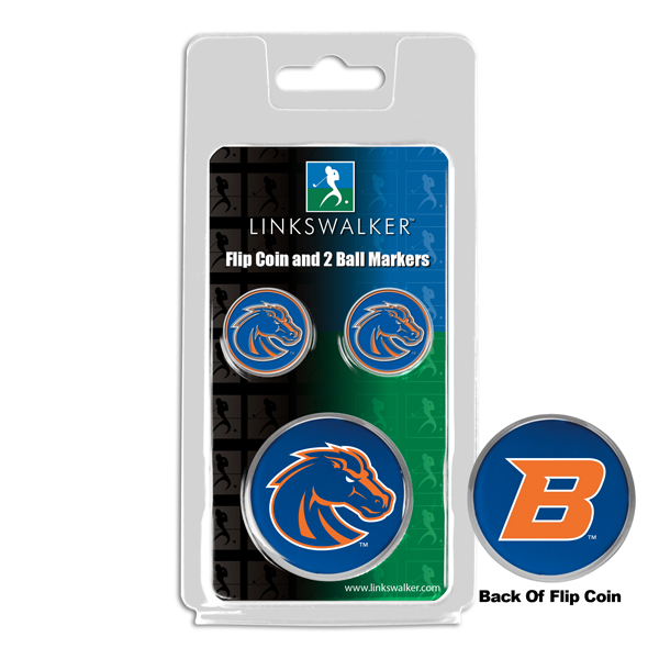 Picture of Links Walker LW-CO3-BSB-FLIP2BM NCAA Boise State Broncos - Flip Decision Heads & Tails Coin & 2 Golf Ball Marker Pack&#44; Silver