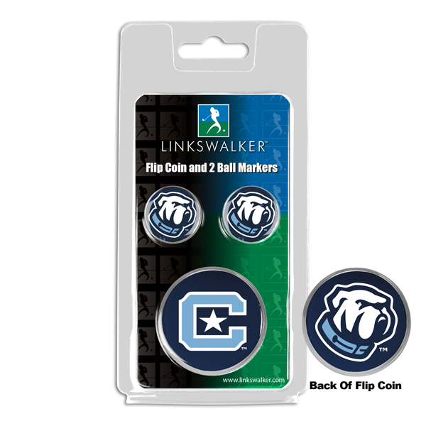 Picture of Links Walker LW-CO3-CIT-FLIP2BM NCAA Citadel Bulldogs - Flip Decision Heads & Tails Coin & 2 Golf Ball Marker Pack&#44; Silver