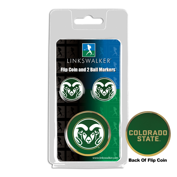 Picture of Links Walker LW-CO3-CSR-FLIP2BM NCAA Colorado State Rams - Flip Decision Heads & Tails Coin & 2 Golf Ball Marker Pack&#44; Gold