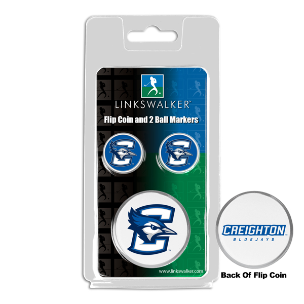 Picture of Links Walker LW-CO3-CUJ-FLIP2BM NCAA Creighton University Bluejays - Flip Decision Heads & Tails Coin & 2 Golf Ball Marker Pack&#44; Silver