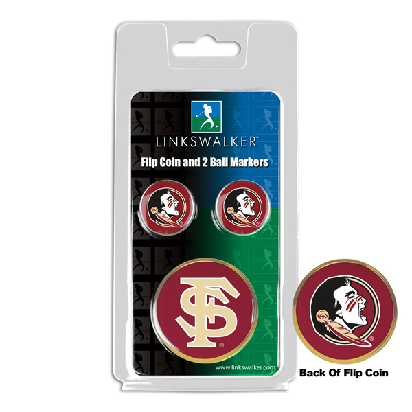 Picture of Links Walker LW-CO3-FSS-FLIP2BM NCAA Florida State Seminoles - Flip Decision Heads & Tails Coin & 2 Golf Ball Marker Pack&#44; Gold