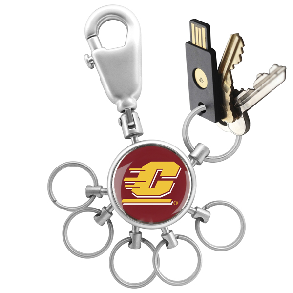 Picture of Links Walker LW-CO3-CMU-VALET NCAA LinksWalker Central Michigan Chippewas Valet Keychain with 6 Keyrings&#44; Silver