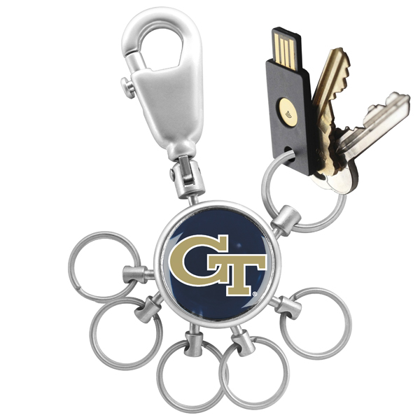 Picture of Links Walker LW-CO3-GTY-VALET NCAA LinksWalker Georgia Tech Yellow Jackets Valet Keychain with 6 Keyrings&#44; Silver