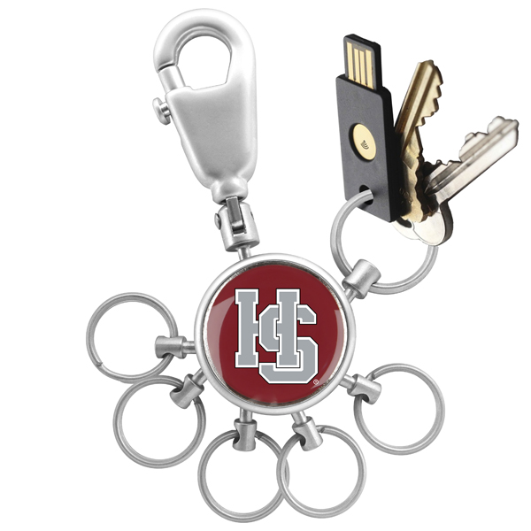 Picture of Links Walker LW-CO3-HSC-VALET NCAA LinksWalker Hampden Sydney College Valet Keychain with 6 Keyrings&#44; Silver
