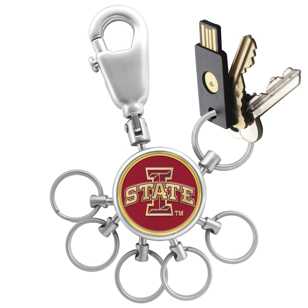 Picture of Links Walker LW-CO3-ISC-VALET NCAA LinksWalker Iowa State Cyclones Valet Keychain with 6 Keyrings&#44; Silver