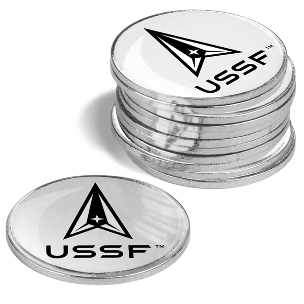 Picture of Links Walker LW-MIL-USSF-12BMPK NCAA United States Space Force - Magnetic Golf Ball Markers&#44; Silver - Pack of 12