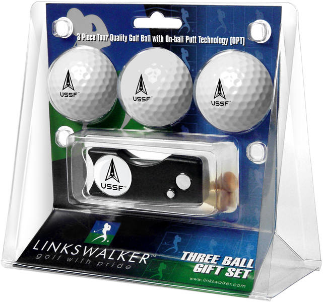 Picture of Links Walker LW-MIL-USSF-3PKS NCAA United States Space Force - 3 Golf Ball Gift Pack with Spring Action Divot Repair Tool&#44; Black