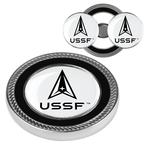 Picture of Links Walker LW-MIL-USSF-CCBM NCAA United States Space Force - Challenge Coin & 2 Magnetic Golf Ball Markers&#44; Silver