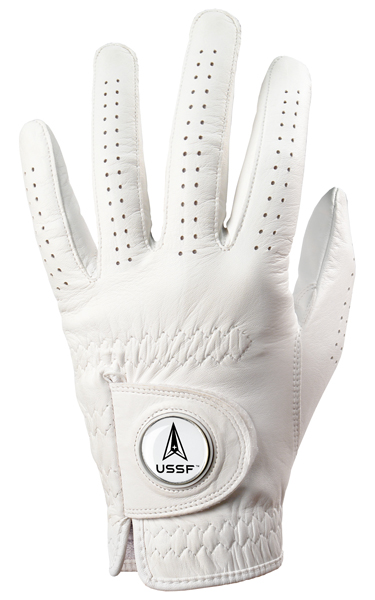 Picture of Links Walker LW-MIL-USSF-GLOVE-M NCAA United States Space Force - Cabretta Leather Golf Glove&#44; White - Medium