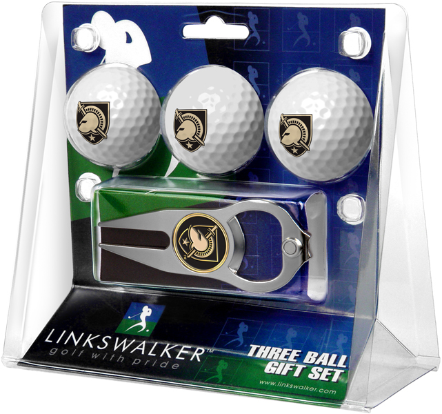Picture of LinksWalker LW-CO3-ABK-3PKT Army Black Knights-3 Ball Gift Pack with Hat Trick Divot Tool