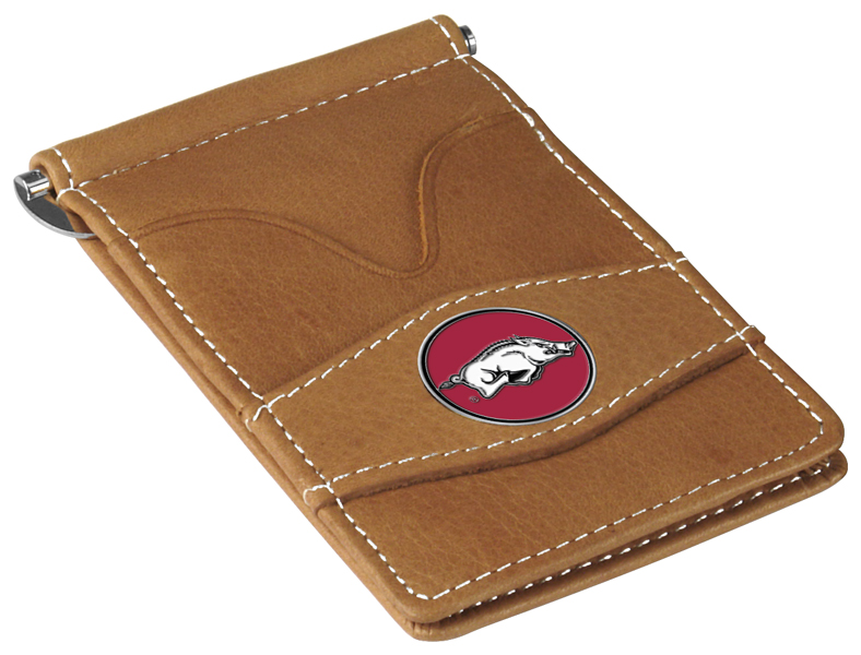 Picture of LinksWalker LW-CO3-ARR-PWALLET-TAN Arkansas Razorbacks-Players Wallet - Tan