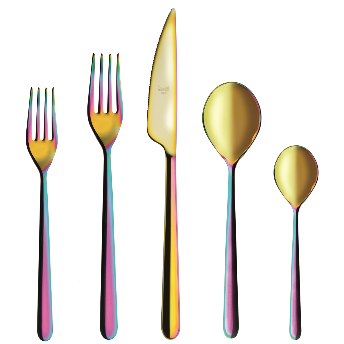 Picture of Mepra 109922005 Place Setting Linea Rainbow Cutlery Set - 5 Piece