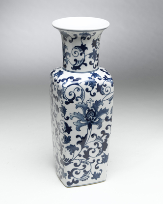 Picture of AA Importing 59702 Square Blue & White Vase