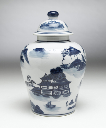 Picture of AA Importing 59731 Blue & White Ginger Jar with Lid