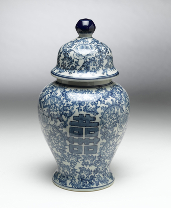 Picture of AA Importing 59733 Antiqued Pale Green & Blue Ginger Jar with Lid