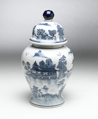 Picture of AA Importing 59734 Blue & White Ginger Jar with Lid