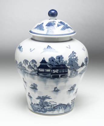 Picture of AA Importing 59739 Blue & White Ginger Jar with Lid