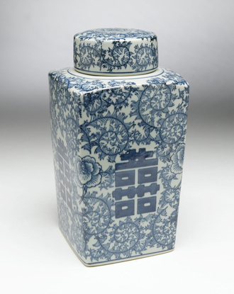 Picture of AA Importing 59744 Antiqued Pale Green & Blue Square Jar with Lid