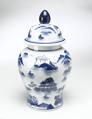 Picture of AA Importing 59760 Blue & White Ginger Jar with Lid