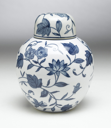 Picture of AA Importing 59767 Blue & White Round Jar with Lid