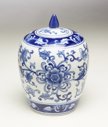 Picture of AA Importing 59771 Blue & White Round Jar with Lid