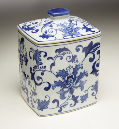 Picture of AA Importing 59780 Blue & White Square Jar with Lid