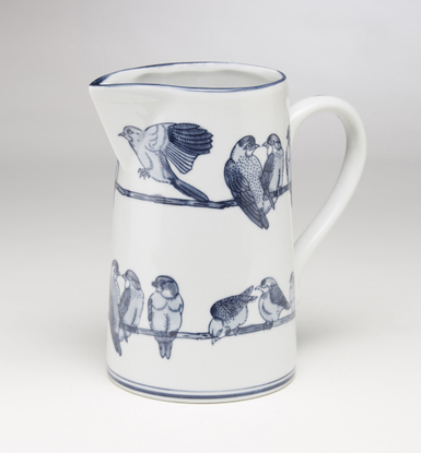 Picture of AA Importing 59838 Birds on Limb Design Pitcher, Blue & White