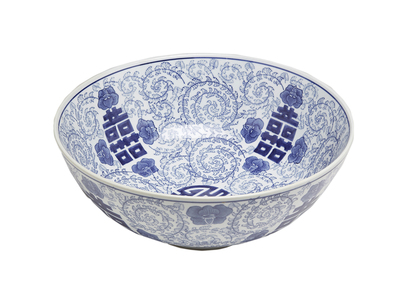Picture of AA Importing 59880 14 in. Blue & White Bowl