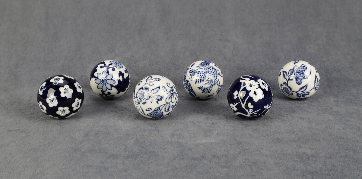 Picture of AA Importing 67041 2.5 in. Blue & White Decorative Balls&#44; Set of 6