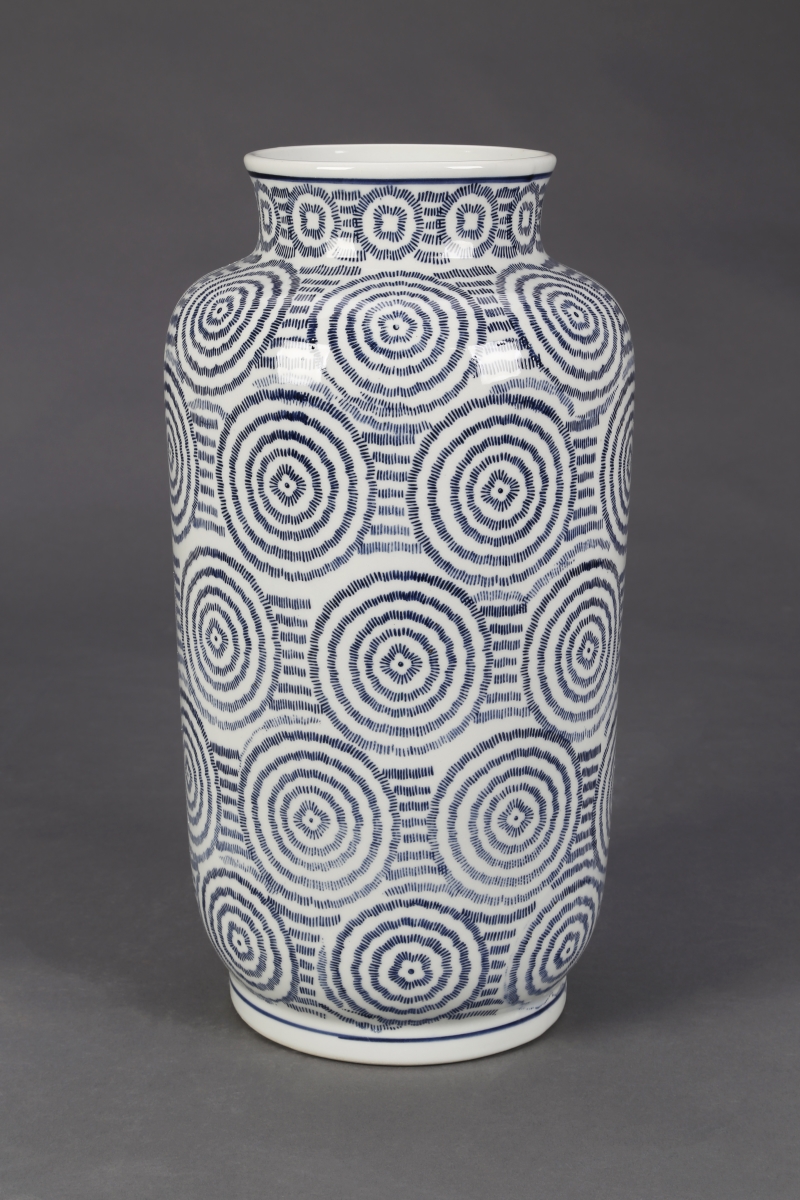 67043 15 in. Blue & White Circles Porcelain Vase -  AA Importing