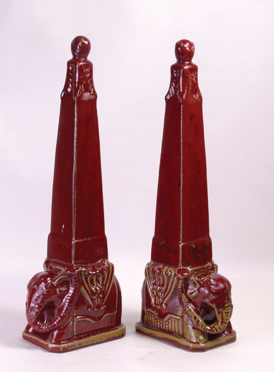 Picture of AA Importing 10221 Red Elephant Finial Decor, Pack of 2