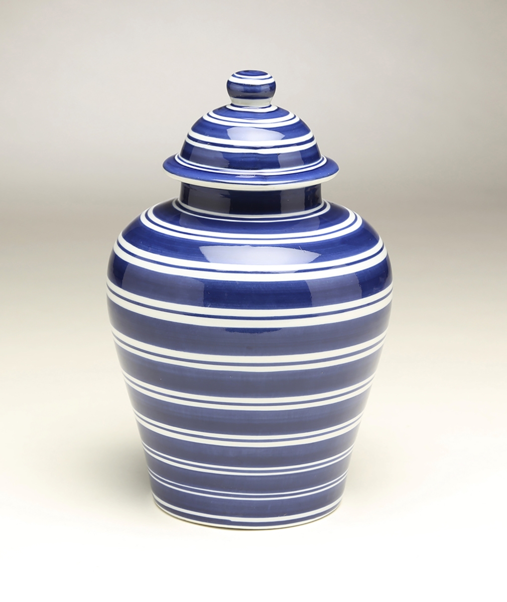 59958 10 in. Blue & White Striped Ginger Jar -  AA Importing