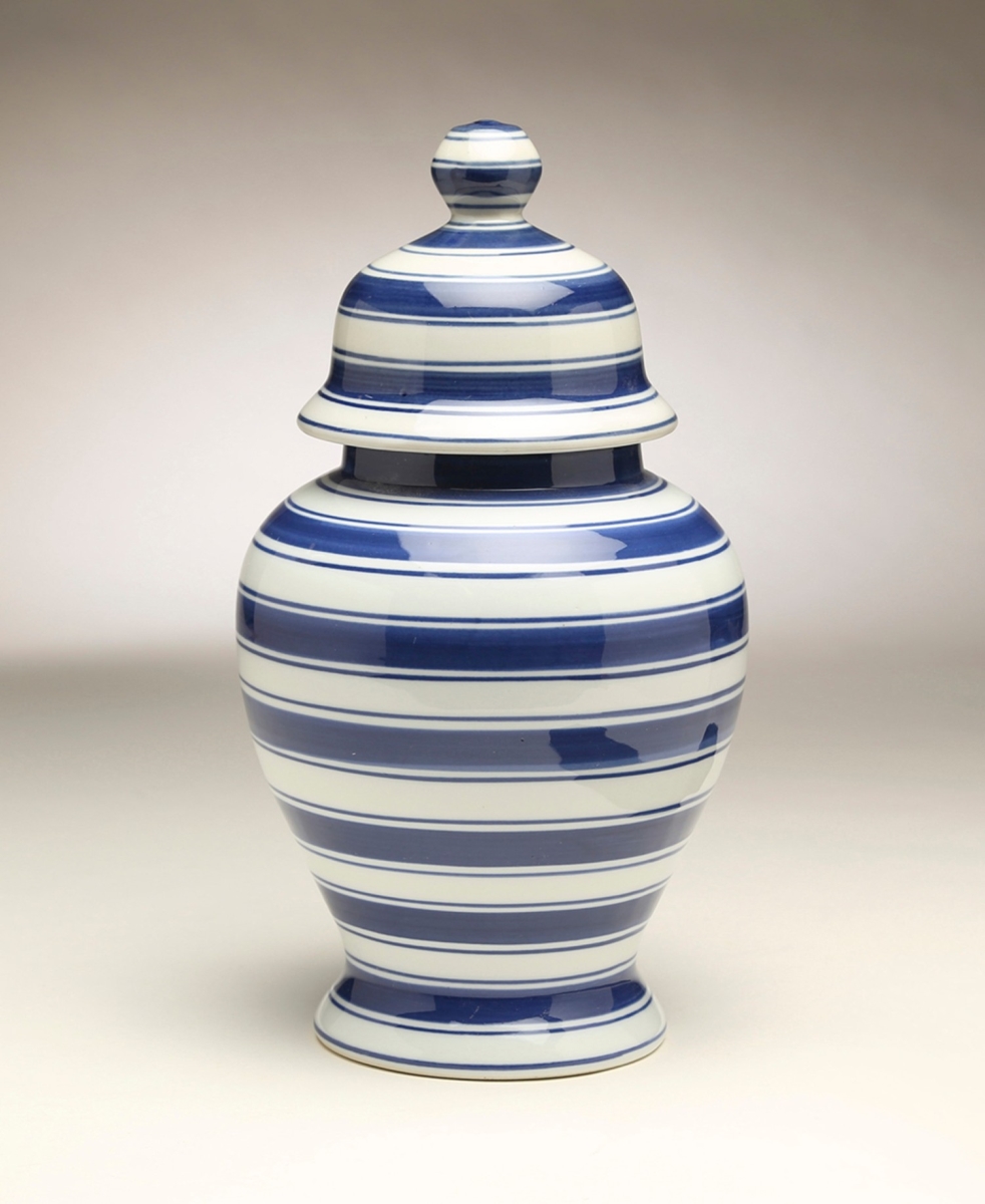 Picture of AA Importing 59960 14 in. Blue & White Striped Ginger Jar