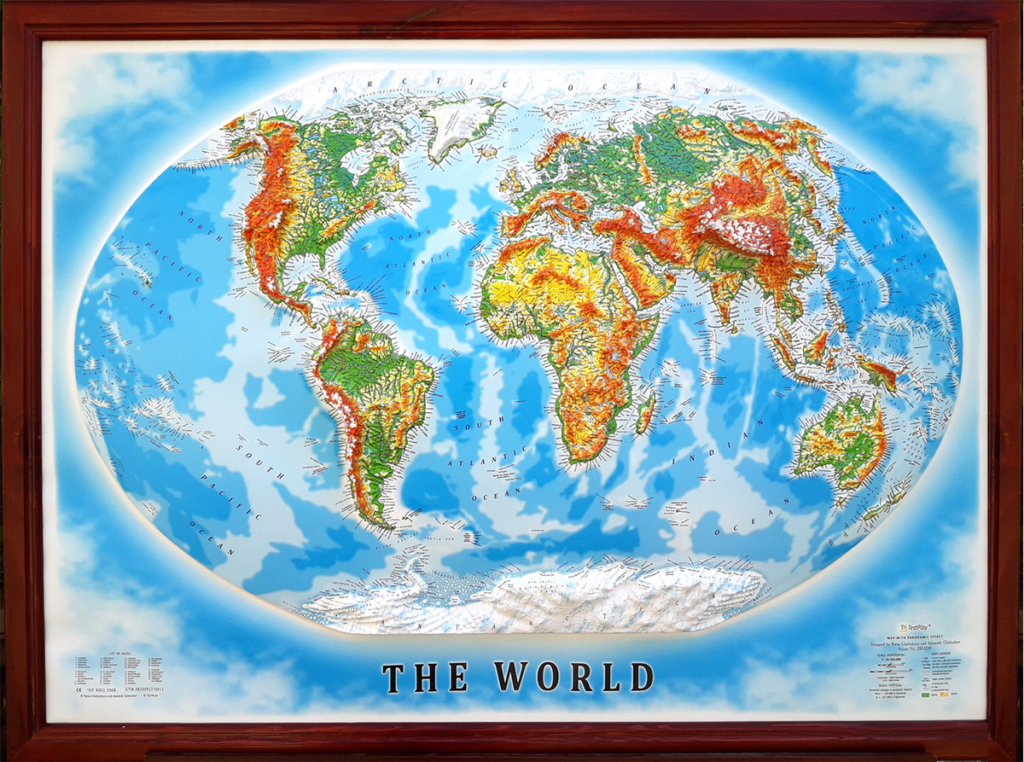 Picture of TestPlay 3037 44 x 32 in. World Raised Relief Map&#44; Framed - Large