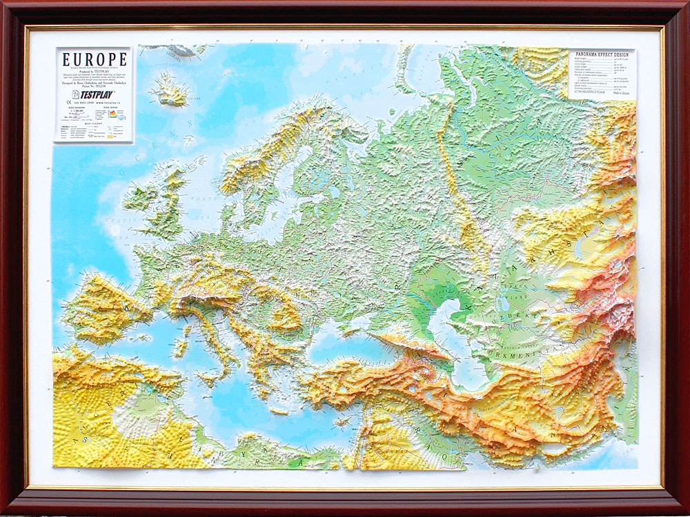 Picture of TestPlay 3062 44 x 32 in. Europe Raised Relief Map&#44; Framed - Large
