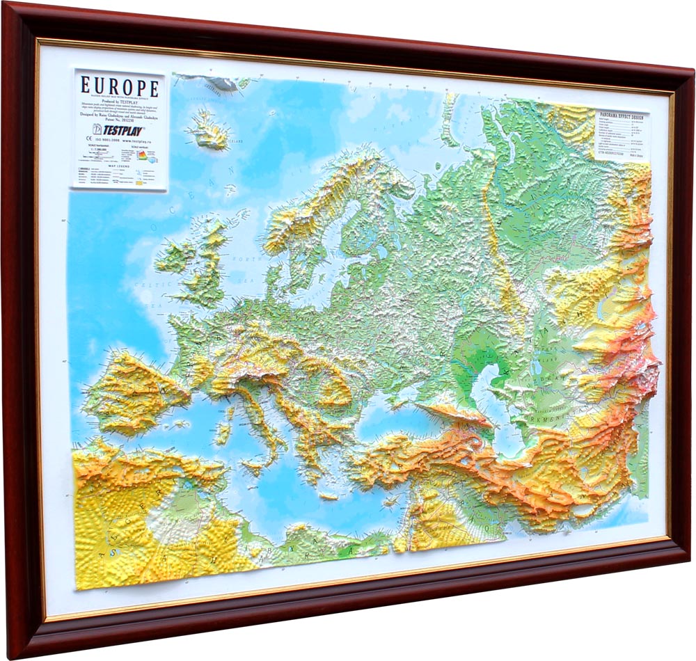 Picture of TestPlay 3064 44 x 32 in. Europe Raised Relief Map&#44; Unframed - Large