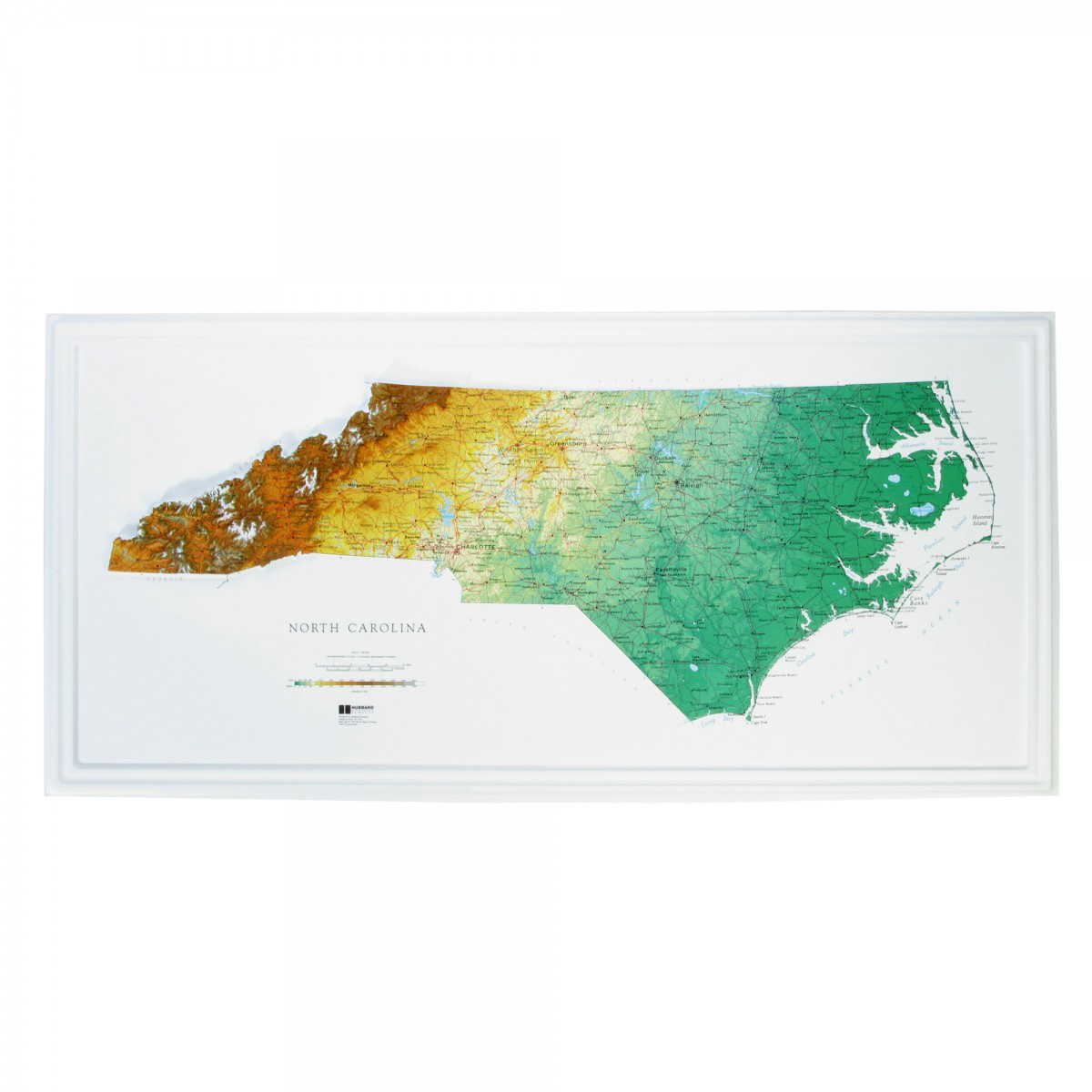 Picture of TestPlay 3075 39.5 x 18.5 in. North Carolina State Raised Relief Map&#44; Unframed - Large