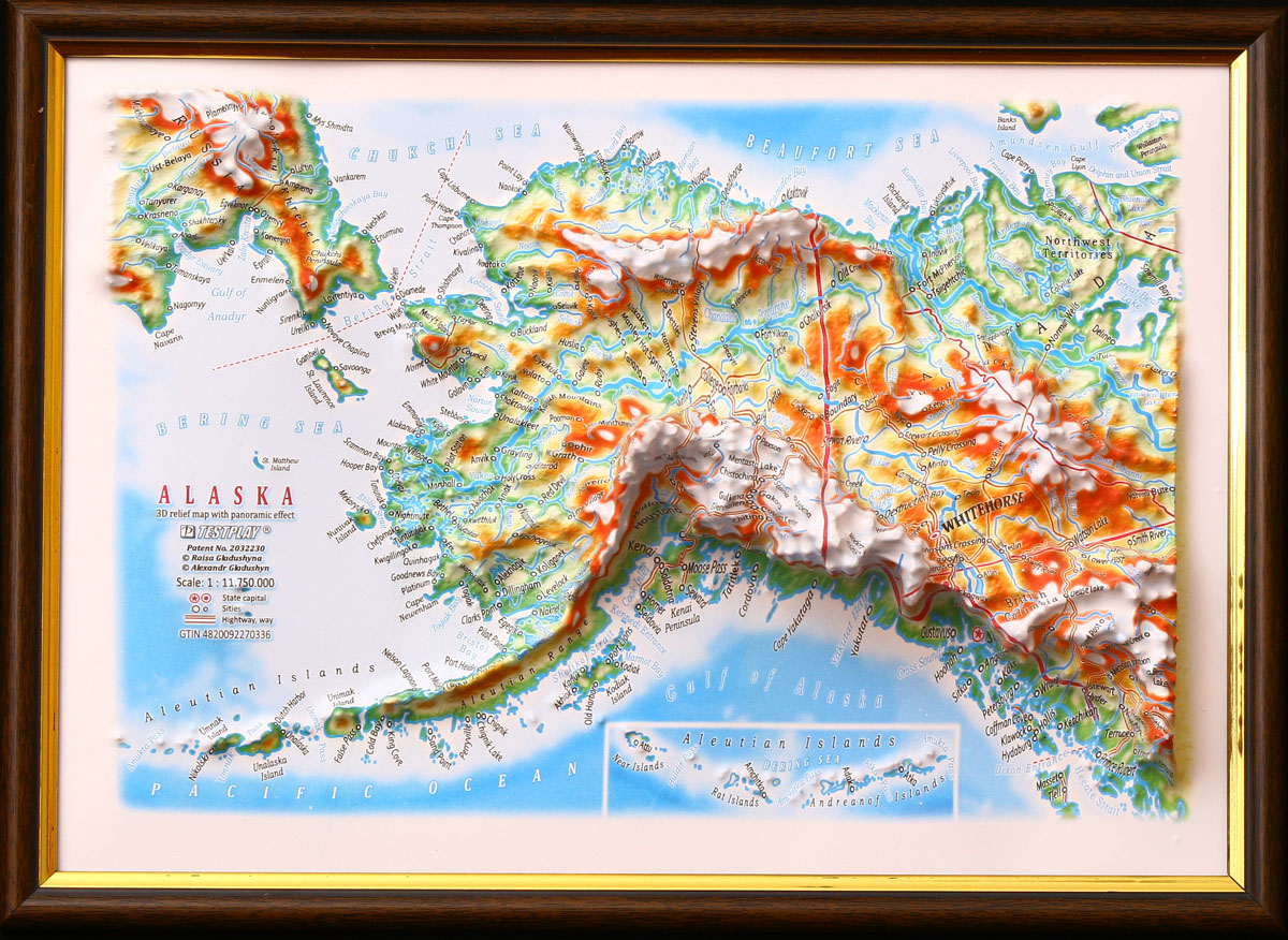 Picture of TestPlay 3126 12 x 9 in. Alaska Raised Relief Map&#44; Framed - Gift Size