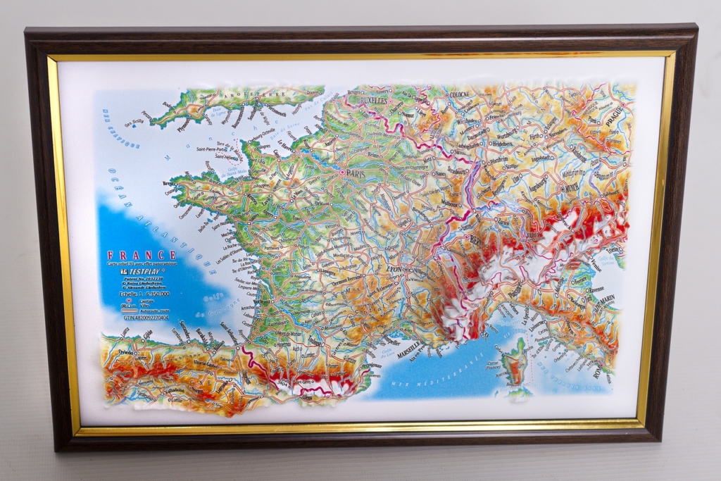 Picture of TestPlay 3128 12 x 9 in. France Raised Relief Map, Unframed - Gift Size