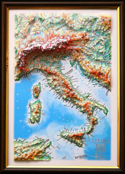 Picture of TestPlay 3135 9 x 12 in. Italy Raised Relief Map, Framed - Gift Size