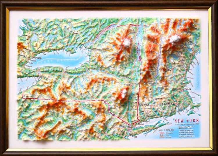 Picture of TestPlay 3156 12 x 9 in. New York State Raised Relief Map, Framed - Gift Size