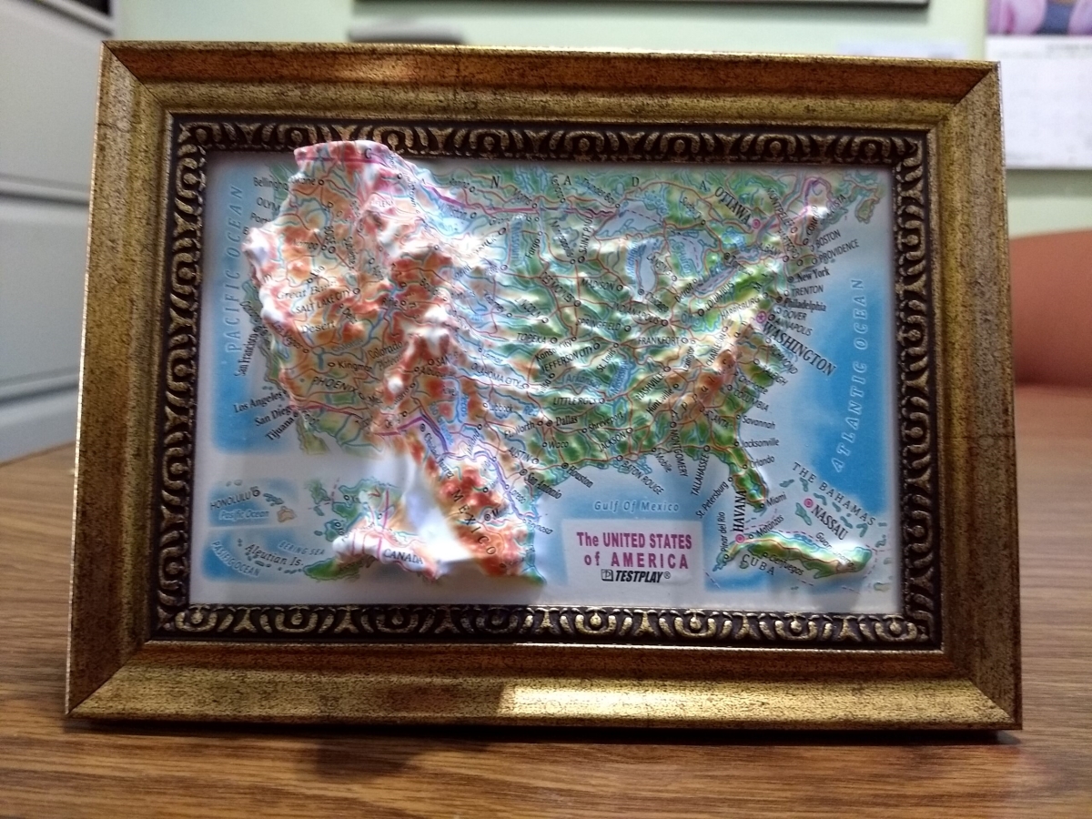 Picture of TestPlay 3225 US Raised Relief Map, Framed - Souvenir Size