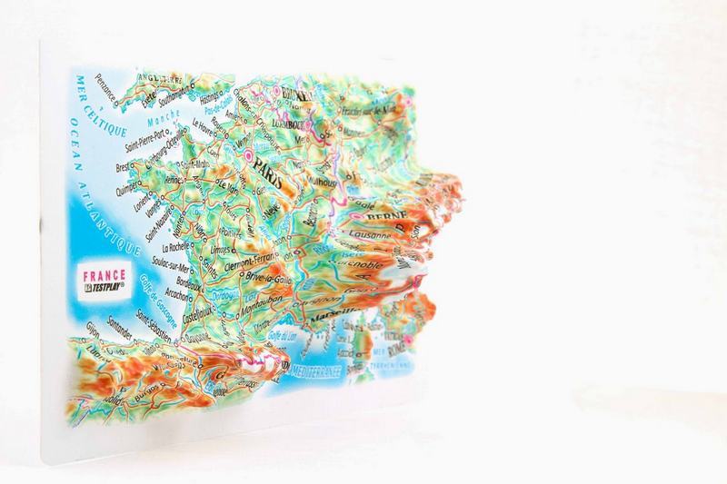 Picture of TestPlay 3239 France Raised Relief Map, Rubberized Foam Backing Plus Magnet - Souvenir Size