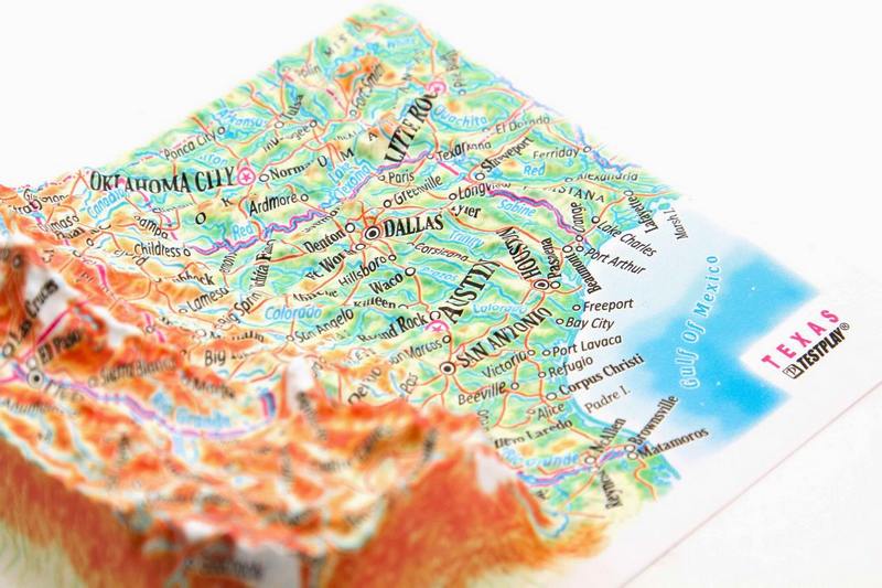 Picture of TestPlay 3330 Texas Raised Relief Map, Rubberized Foam Backing Plus Magnet - Souvenir Size